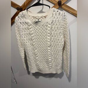 Anthropologie Knitted & Knotted ivory open cable knit sweater